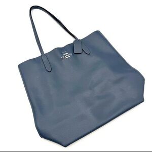 Coach Slate Blue Leather Tote with Silver Logo